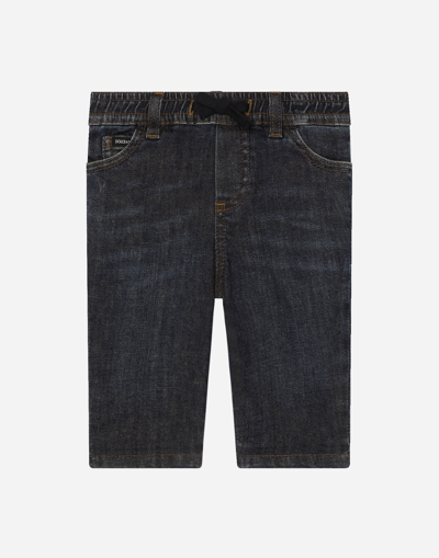 Dolce & Gabbana Babies' Drawstring-waist Straight Jeans In Blue