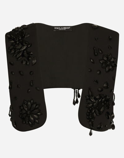 Dolce & Gabbana Technical Fabric Harness Waistcoat With Stones In Black