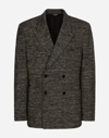 DOLCE & GABBANA DOUBLE-BREASTED COTTON AND WOOL JERSEY JACKET