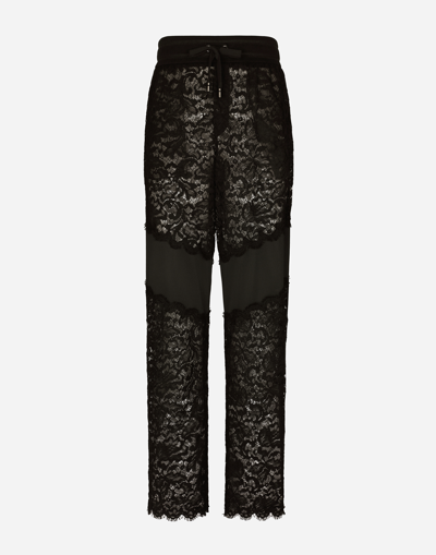 Dolce & Gabbana Cordonetto Lace And Jersey Jogging Pants