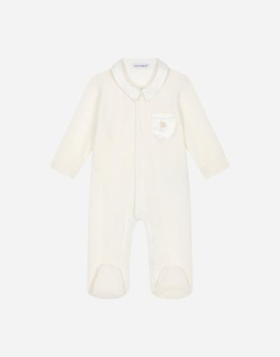 Dolce & Gabbana Babies' Interlock Onesie With Duchesse Details In White