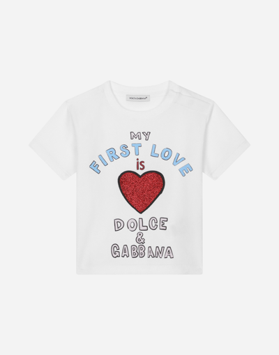 Dolce & Gabbana Babies' Short-sleeved Carretto-print T-shirt In White