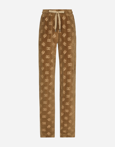 Dolce & Gabbana Chenille Jogging Trousers With Jacquard Dg Logo