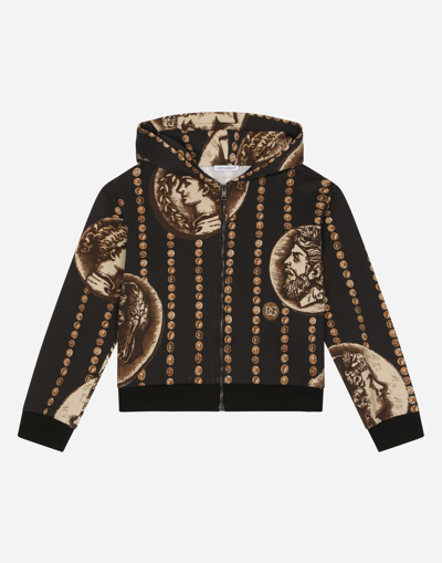 Dolce & Gabbana Zip-up Hoodie With All-over Coin Print
