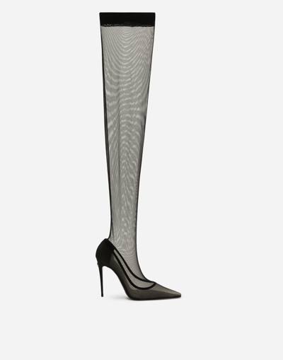 Dolce & Gabbana Kim Dolce&gabbana Stretch Tulle Thigh-high Boots