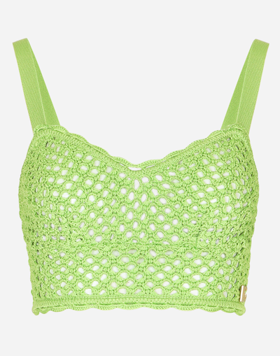 Dolce & Gabbana Crochet-knit Bralette Top In Green
