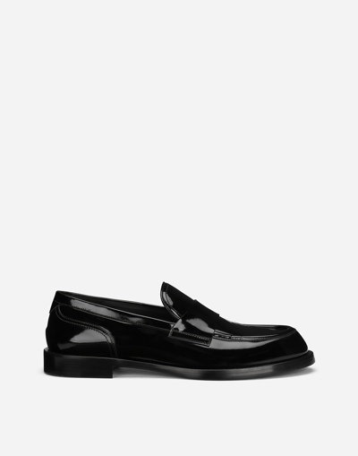 Dolce & Gabbana Polished Calfskin Loafers In Black