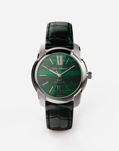 Dolce & Gabbana Steel And Malachite Watch In Grey