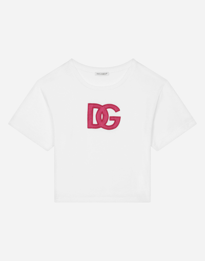 Dolce & Gabbana Dg Logo Patch Jersey T-shirt In Weiss
