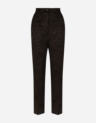 Dolce & Gabbana Floral Jacquard Pants In Black