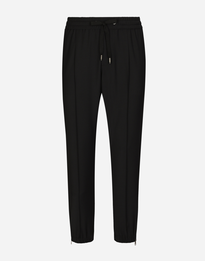 Dolce & Gabbana Stretch Technical Jersey Jogging Pants In Black