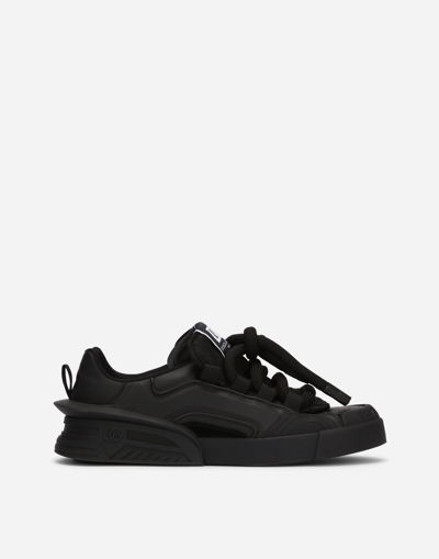 Dolce & Gabbana Mixed-material Portofino Sneakers In Black