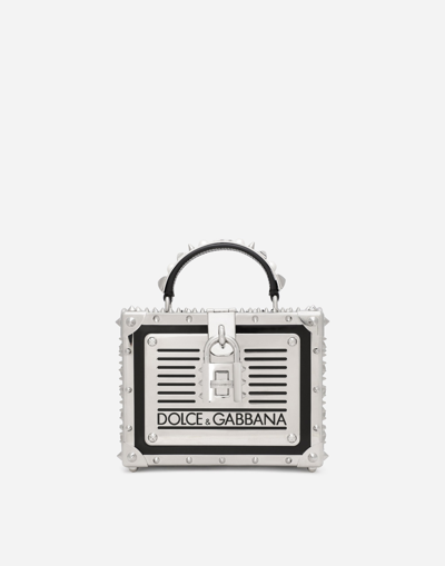 Dolce & Gabbana Polished Calfskin Dolce Box Bag With Studs In Black