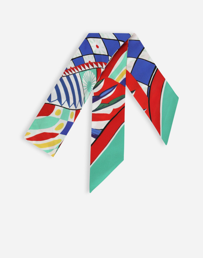 Dolce & Gabbana Carretto-print Twill Headscarf (6x100) In Multi