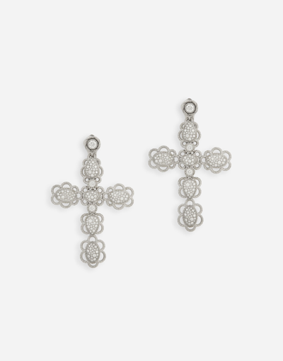 Dolce & Gabbana Easy Diamond Earrings In White Gold 18kt And Diamonds Pavé In Metallic