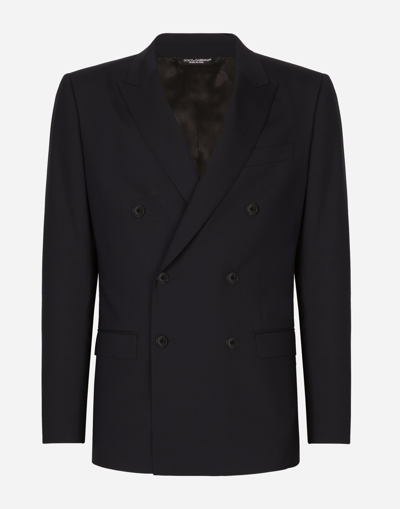 Dolce & Gabbana Double-breasted Stretch Wool Martini-fit Suit In Black