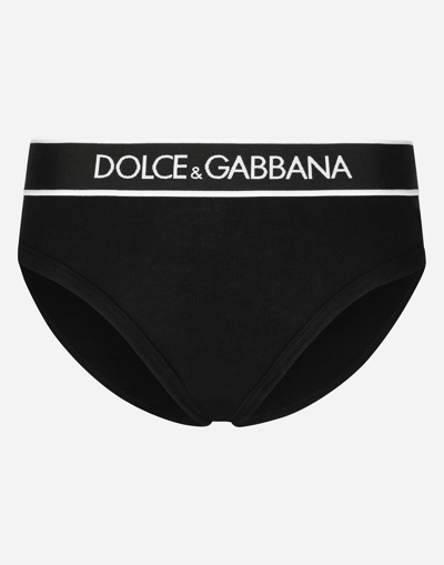 Dolce & Gabbana Fine-rib Jersey Brazilian Briefs With Branded Elastic