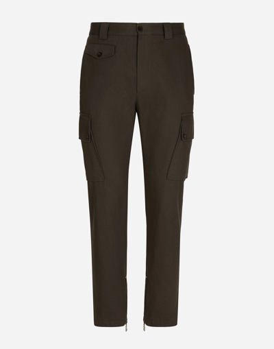 Dolce & Gabbana Cotton Twill Cargo Biker Trousers