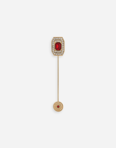 Dolce & Gabbana Brooch With Rhinestones In Red