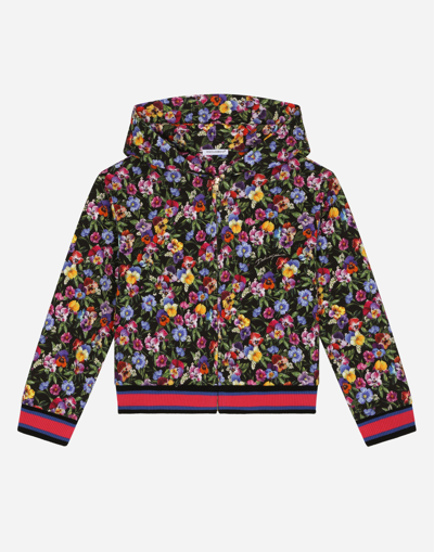 Dolce & Gabbana Jersey Hoodie With Violet Print