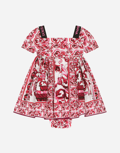 Dolce & Gabbana Babies' Majolica-print Poplin Midi Dress