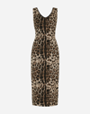 DOLCE & GABBANA LONG JERSEY DRESS WITH JACQUARD LEOPARD DESIGN