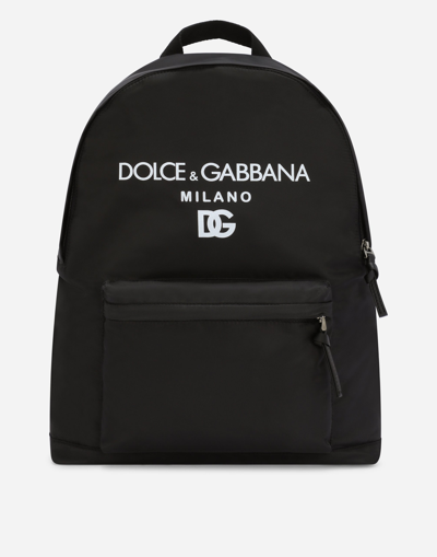 Dolce & Gabbana Kids' Nylon Backpack With Dolce&gabbana Milano Print