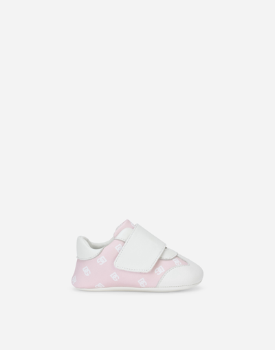 Dolce & Gabbana Babies' Nappa Leather Newborn Trainers With Dg-logo Print