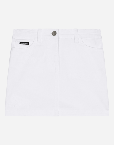 Dolce & Gabbana 5-pocket Short Skirt In Ripped Denim