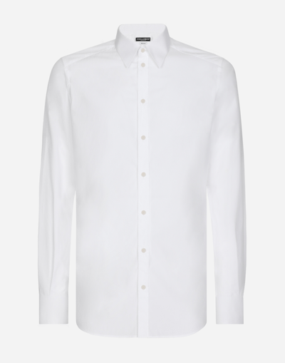 Dolce & Gabbana White Cotton Formal Dress Top Sicilia Shirt In Purple