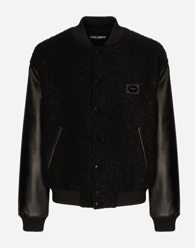 Dolce & Gabbana Wool Bouclé And Faux Leather Jacket