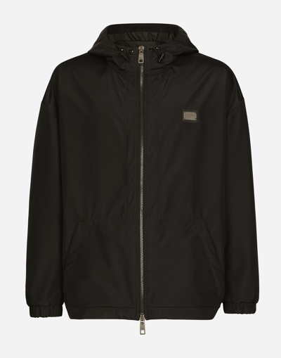 Dolce & Gabbana Branded Tag Hooded Jacket In Black