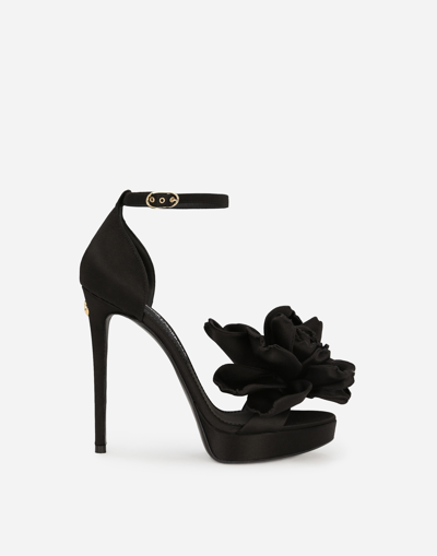 Dolce & Gabbana Satin Platform Sandals In Black
