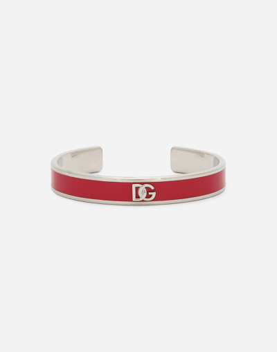 Dolce & Gabbana Rigid Enameled Bracelet With Dg Logo In Red