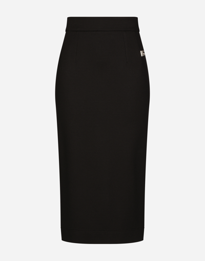 Dolce & Gabbana Milano Rib Midi Skirt In Black