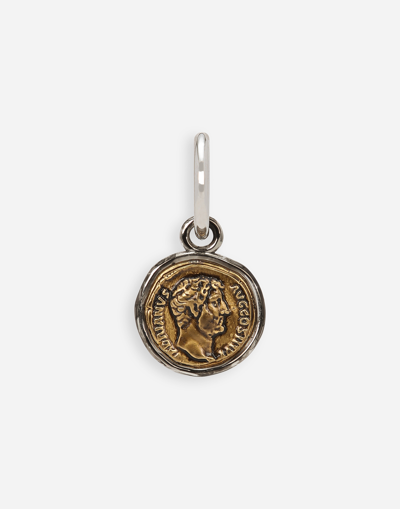 Dolce & Gabbana Single Earring With Coin In Grey