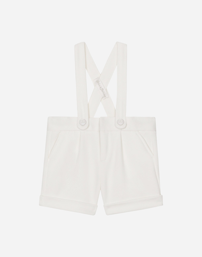 Dolce & Gabbana Babies' Textured Jersey Dungarees In White