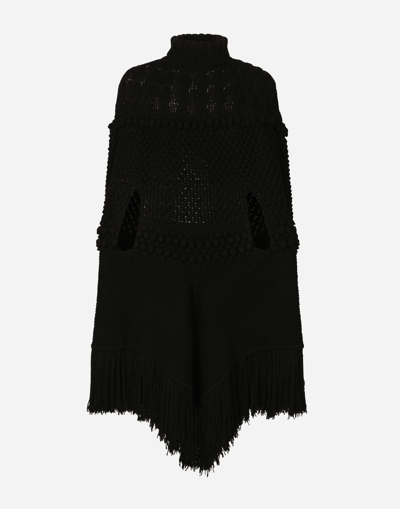 Dolce & Gabbana High-necked Wool Patchwork Knit Cape