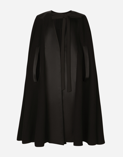 Dolce & Gabbana Double Wool Baize Cape In Black