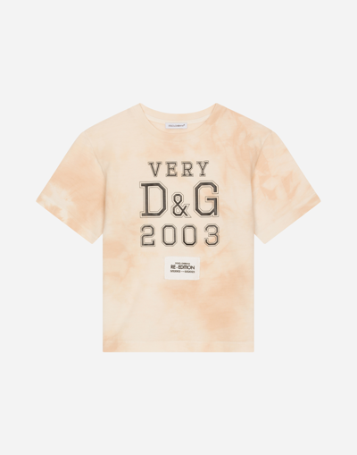 Dolce & Gabbana Jersey T-shirt With Very D&g Print In Neutral
