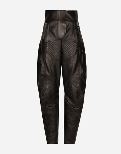 Dolce & Gabbana High-waisted Leather Biker Trousers