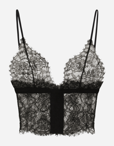 Dolce & Gabbana Triangle Lace Bralette In Black