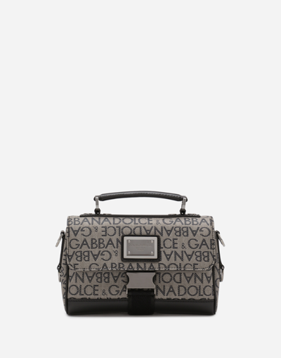 Dolce & Gabbana Jacquard Crossbody Bag In Grey