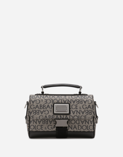 Dolce & Gabbana Jacquard Crossbody Bag In Gray