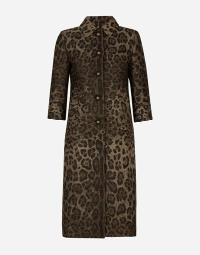 Dolce & Gabbana Leopard Print Wool Chemisier Dress In Animalier1