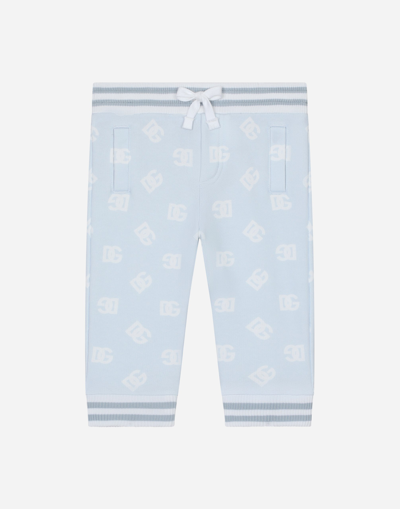 Dolce & Gabbana Babies' Logo-print Cotton Track Pants In Light Blue