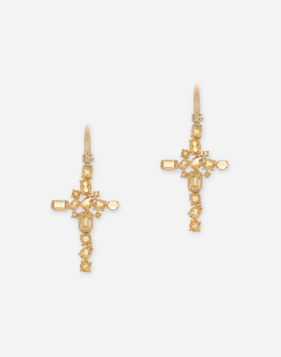 Dolce & Gabbana Anna Earrings In Yellow Gold 18kt With Citrine Quartzes