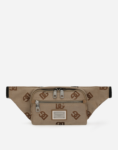 Dolce & Gabbana Small Cordura Belt Bag In Brown