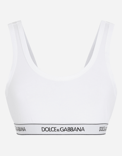 Dolce & Gabbana Jersey Bralet With Branded Elastic And Wide Straps In Black