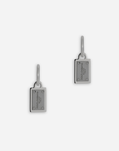 Dolce & Gabbana Earrings With Dolce&gabbana Logo Tag In Silver_palladium